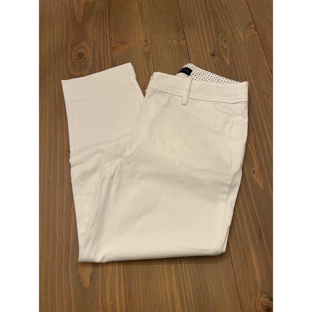 D5 Talbots White Perfect Crop Pant Petite 0P Straight Leg Trousers